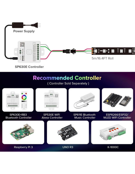 Tira LED RGB WS2811 5M 540 LEDs IP65 Programable Flexible Tira LED RGB WS2811 5M 540 LEDs IP65 Programable Flexible