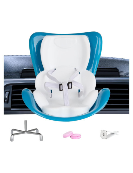 Silla de auto para muñecas Labubu - Soporte ajustable azul Silla de auto para muñecas Labubu - Soporte ajustable azul