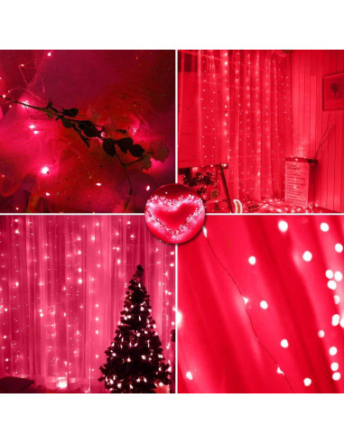 Luces de Cuerda LED 300 Vicila Rojas 3m x 3m con Control Remoto