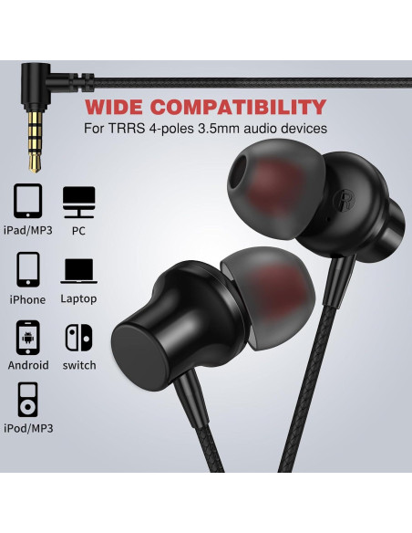 Auriculares con cable ASKUBSKU 3.5mm HiFi Estéreo 1.8m Auriculares con cable ASKUBSKU 3.5mm HiFi Estéreo 1.8m