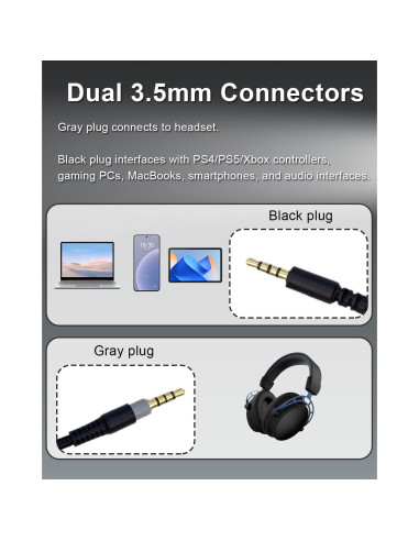 Cable Auxiliar de Audio 2M SPTSSWET para Auriculares Gaming