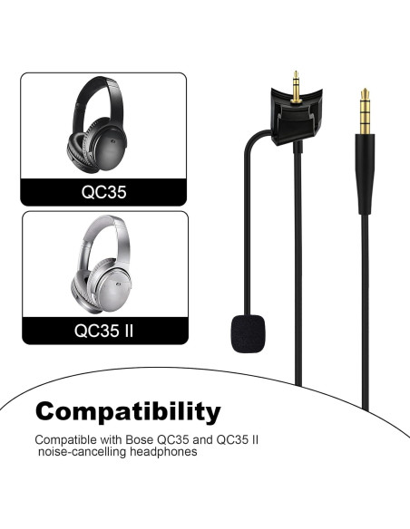 Micrófono Boom Desmontable Xivip para Bose QC35 y QC35 II Micrófono Boom Desmontable Xivip para Bose QC35 y QC35 II