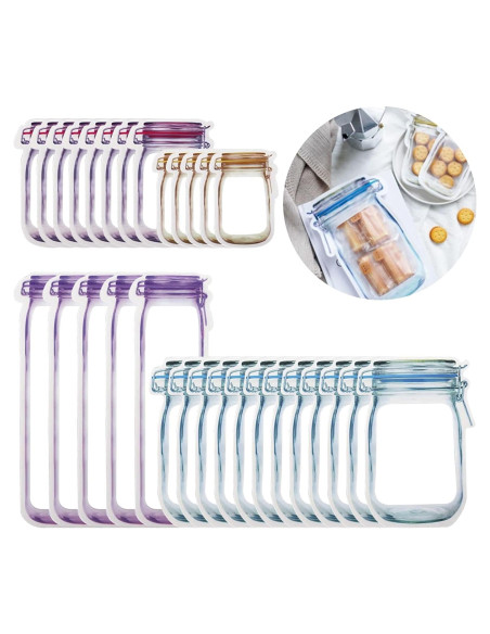 Bolsas de Almacenamiento Reutilizables Enkrio 30Pcs Zipper Bolsas de Almacenamiento Reutilizables Enkrio 30Pcs Zipper