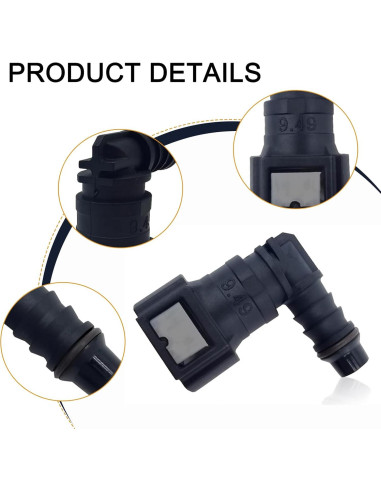 Kit de Reparación de Línea de Combustible JawGrew 2 PCS Codo Negro