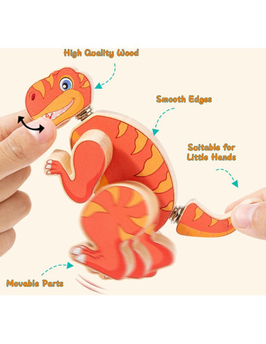 Bloques de Dinosaurio de Madera Twood - Juguete Educativo 28 Piezas