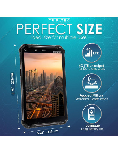 Tableta Smartphone TRIPLTEK 8" 4G LTE 256GB 8GB RAM IP68