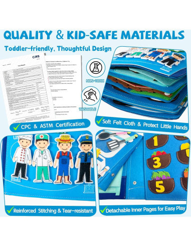 Libro Ocupado Montessori para Niños 3-5 Años - 4 Profesiones