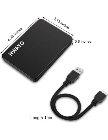 Disco Duro Externo Portátil HWAYO 1TB USB 3.0 Ultra Delgado