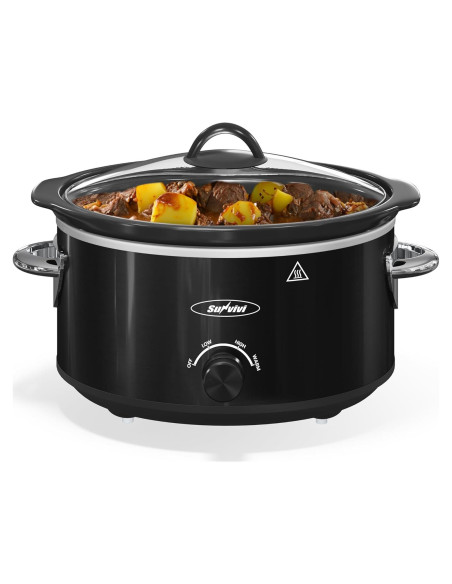 Olla de Cocción Lenta SUNVIVIPRO 4QT Cerámica Negra Olla de Cocción Lenta SUNVIVIPRO 4QT Cerámica Negra