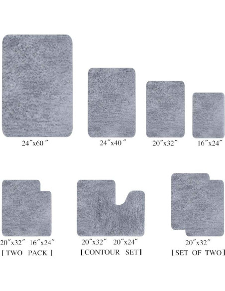 Conjunto de Alfombrillas de Baño Walensee 2 Piezas Gris 50.8x81.3cm Conjunto de Alfombrillas de Baño Walensee 2 Piezas Gris 50.8x81.3cm