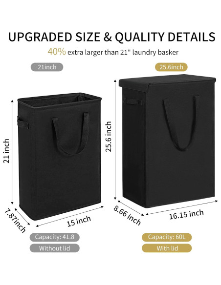 Cesto de Ropa Plegable Chrislley 60L Negro con Tapa Antipolvo Cesto de Ropa Plegable Chrislley 60L Negro con Tapa Antipolvo
