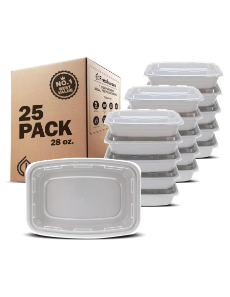Contenedores de Preparación de Comidas Freshware 25 Pzas 828 ml Contenedores de Preparación de Comidas Freshware 25 Pzas 828 ml