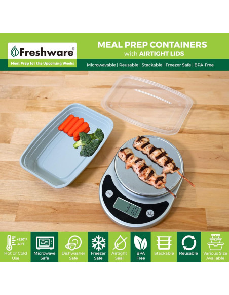 Contenedores de Preparación de Comidas Freshware 25 Pzas 828 ml Contenedores de Preparación de Comidas Freshware 25 Pzas 828 ml