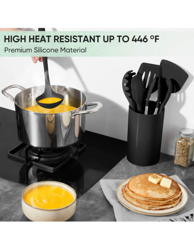 Juego de Utensilios de Cocina Herogo 7 Piezas Silicona Negro