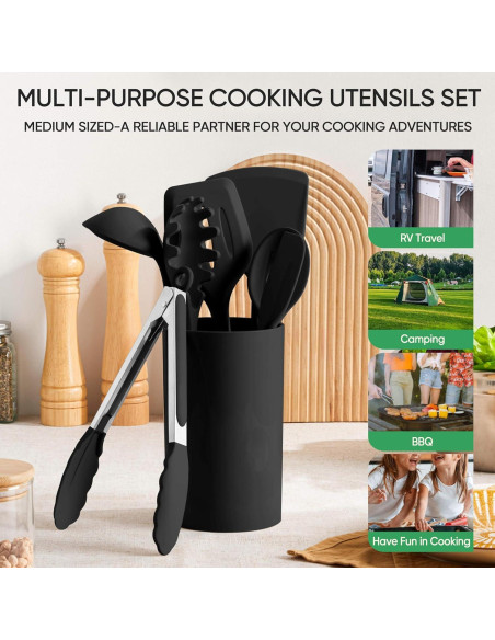 Juego de Utensilios de Cocina Herogo 7 Piezas Silicona Negro Juego de Utensilios de Cocina Herogo 7 Piezas Silicona Negro