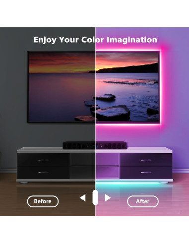 Tira LED RGB 50FT GANZQH con Control Remoto y APP