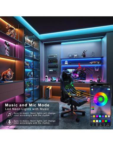 Tira LED RGB 50FT GANZQH con Control Remoto y APP