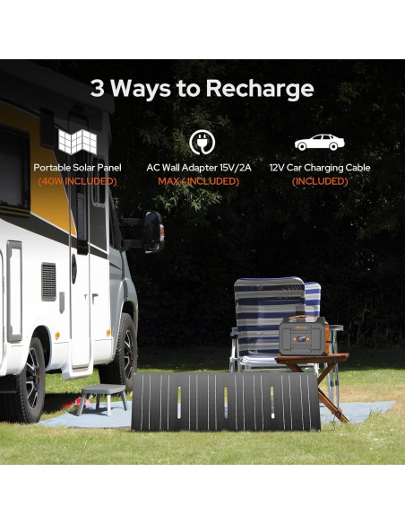 Generador Solar Portátil ZeroKor 300W con Panel 40W para Camping Generador Solar Portátil ZeroKor 300W con Panel 40W para Camping