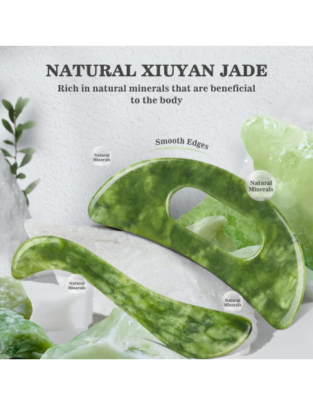 Juego de 2 herramientas de masaje Gua Sha Mierbai de jade Juego de 2 herramientas de masaje Gua Sha Mierbai de jade