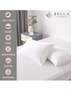 Juego de Fundas de Almohada de Viscosa de Bambú Bella Coterie Queen 2 Pcs 2