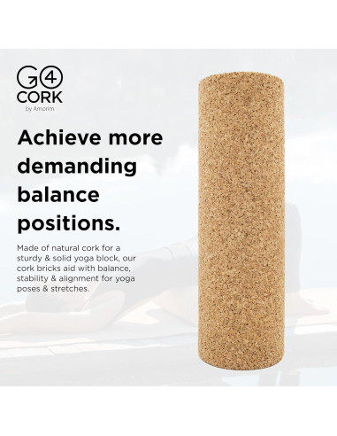 Rodillo de Yoga de Corcho Ecológico Go4Cork 30 cm Antideslizante