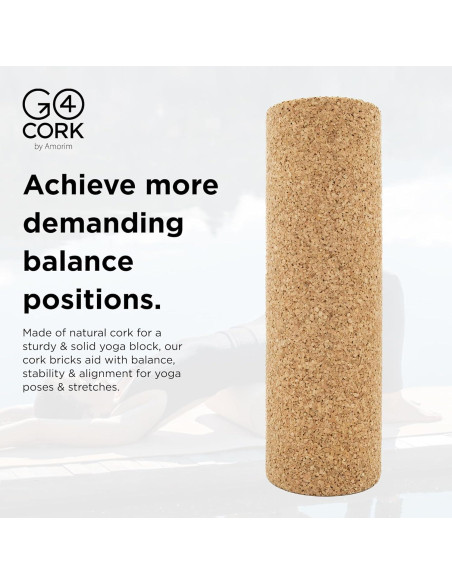 Rodillo de Yoga de Corcho Ecológico Go4Cork 30 cm Antideslizante Rodillo de Yoga de Corcho Ecológico Go4Cork 30 cm Antideslizante