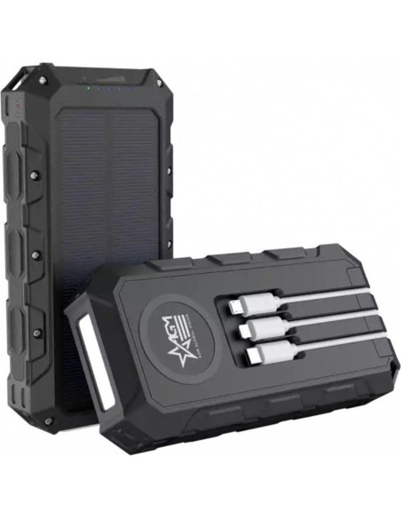 Cargador Solar Inalámbrico AGM 30000 mAh Resistente Negro Cargador Solar Inalámbrico AGM 30000 mAh Resistente Negro