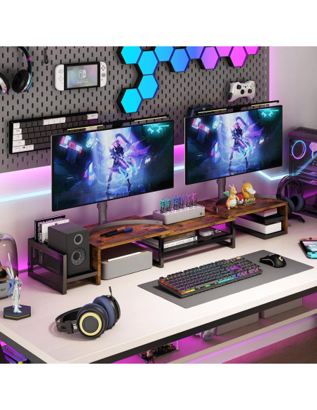 Soporte Doble para Monitor Wisdom Star con Cajón Ergonómico Soporte Doble para Monitor Wisdom Star con Cajón Ergonómico
