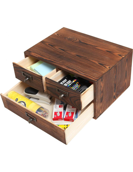 Organizador de Escritorio MyGift de Madera Oscura con 3 Cajones Organizador de Escritorio MyGift de Madera Oscura con 3 Cajones