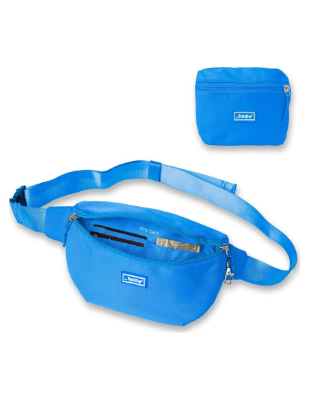 Riñonera Antirrobo RFID The Foldie Azul 4L Plegable y Ligera Riñonera Antirrobo RFID The Foldie Azul 4L Plegable y Ligera