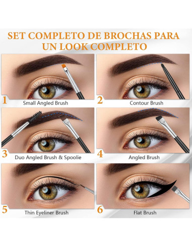 Set de 6 Brochas de Maquillaje para Cejas Zopeal - Anguladas y Planas
