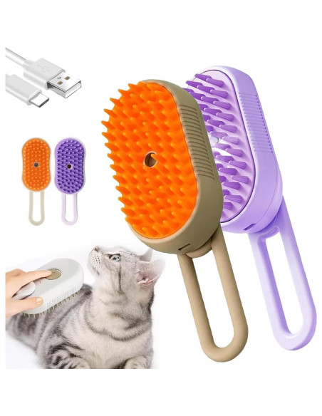 Cepillo de Vapor 4 en 1 para Gatos y Perros - Antiestático y Masaje Cepillo de Vapor 4 en 1 para Gatos y Perros - Antiestático y Masaje