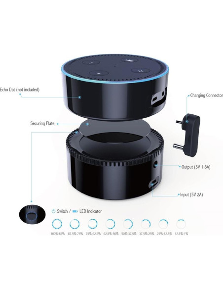 Base de Batería Fremo Evo Plus para Echo Dot 2da Gen - Negro Base de Batería Fremo Evo Plus para Echo Dot 2da Gen - Negro