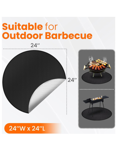 Alfombra Ignífuga 61 cm Hodufy para Fogata y BBQ