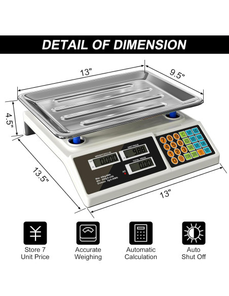 Balanza Digital Comercial YIFOR 40kg Acero Inoxidable LCD Balanza Digital Comercial YIFOR 40kg Acero Inoxidable LCD