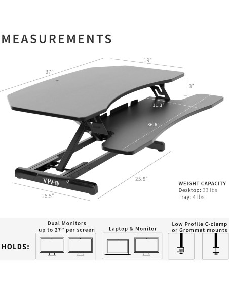 Escritorio Esquinero Ajustable VIVO DESK-V037MC 94x48 cm Escritorio Esquinero Ajustable VIVO DESK-V037MC 94x48 cm