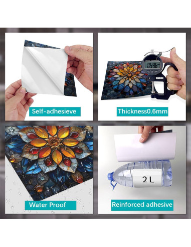 Calcomanías de Azulejos 15x15cm ViibXfans - 24 Piezas Floral