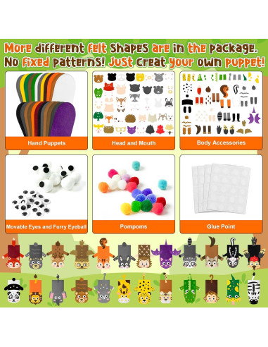 Kit de Marionetas de Mano WATINC 24 Piezas Animales DIY