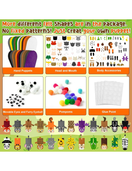 Kit de Marionetas de Mano WATINC 24 Piezas Animales DIY Kit de Marionetas de Mano WATINC 24 Piezas Animales DIY