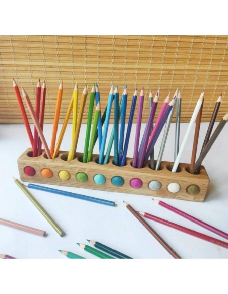 Soporte de Madera para Lápices 10 Agujeros Montessori - Regalo Infantil Soporte de Madera para Lápices 10 Agujeros Montessori - Regalo Infantil