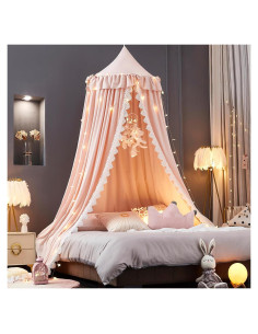 Dosel de Cama Kertnic Rosa para Niñas 270 cm con Volantes