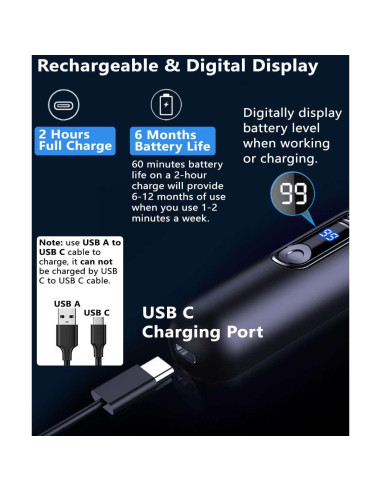 Recortador de Vello Nasal AROSKY Recargable USB con Pantalla LED