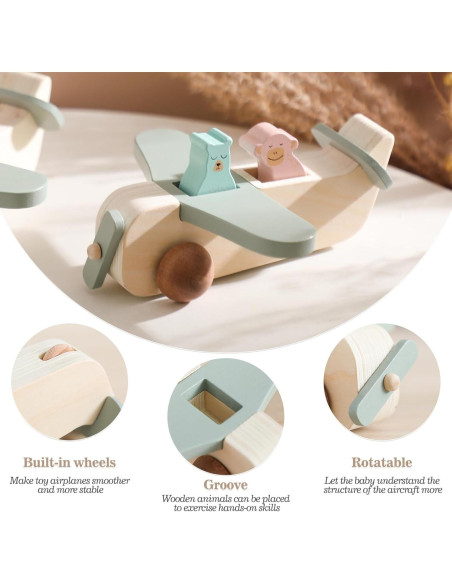 Juego de Juguetes de Avión de Madera ibwaae para Niños Juego de Juguetes de Avión de Madera ibwaae para Niños