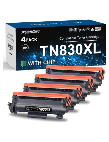 Cartucho de Tóner Compatible Brother TN830XL - 4 Pack Negro Cartucho de Tóner Compatible Brother TN830XL - 4 Pack Negro