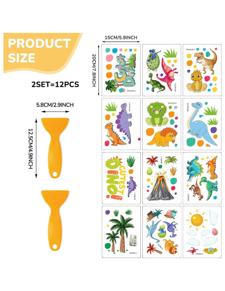 Pegatinas Antideslizantes para Bañera PRATIQUE - Dinosaurios 12 Páginas Pegatinas Antideslizantes para Bañera PRATIQUE - Dinosaurios 12 Páginas