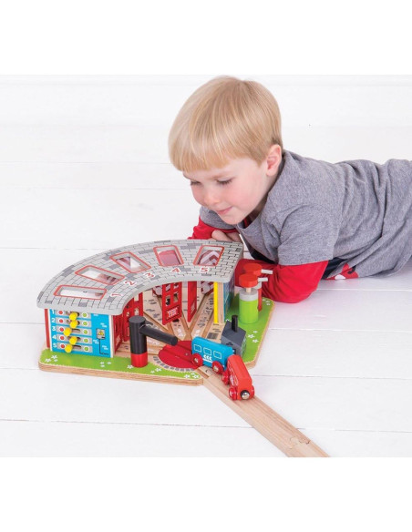 Cobertizo de Locomotoras de 5 Vías Bigjigs Rail - Juguete de Madera Cobertizo de Locomotoras de 5 Vías Bigjigs Rail - Juguete de Madera
