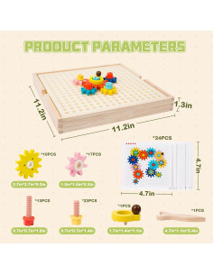 Juguete Educativo de Engranajes de Madera Adena Montessori 64 Piezas 2