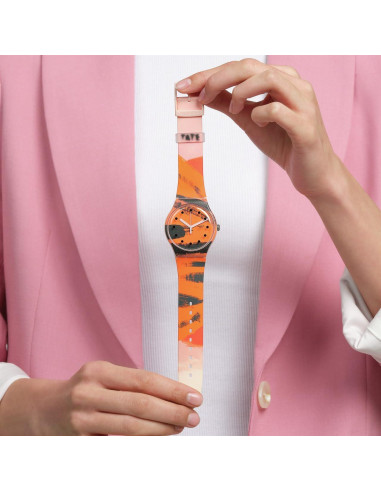Reloj Unisex Swatch Biocerámico 41mm Rosa y Naranja