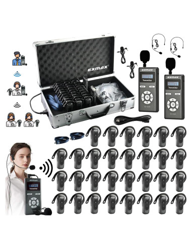 Sistema Inalámbrico de Guía Turística EXMAX-EX-318 con 32 Receptores