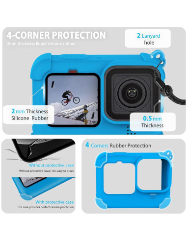 Funda de Silicona Azul FitStill para GoPro Hero 12/11/10/9 Black